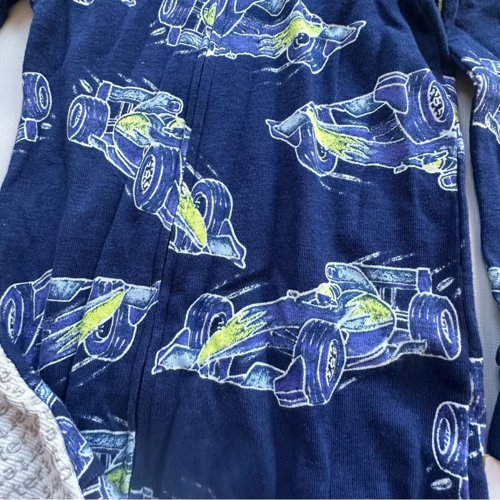 Carters 2‎ way zipper footed sleeper baby toddler boy 24 mo blue race cars NWT